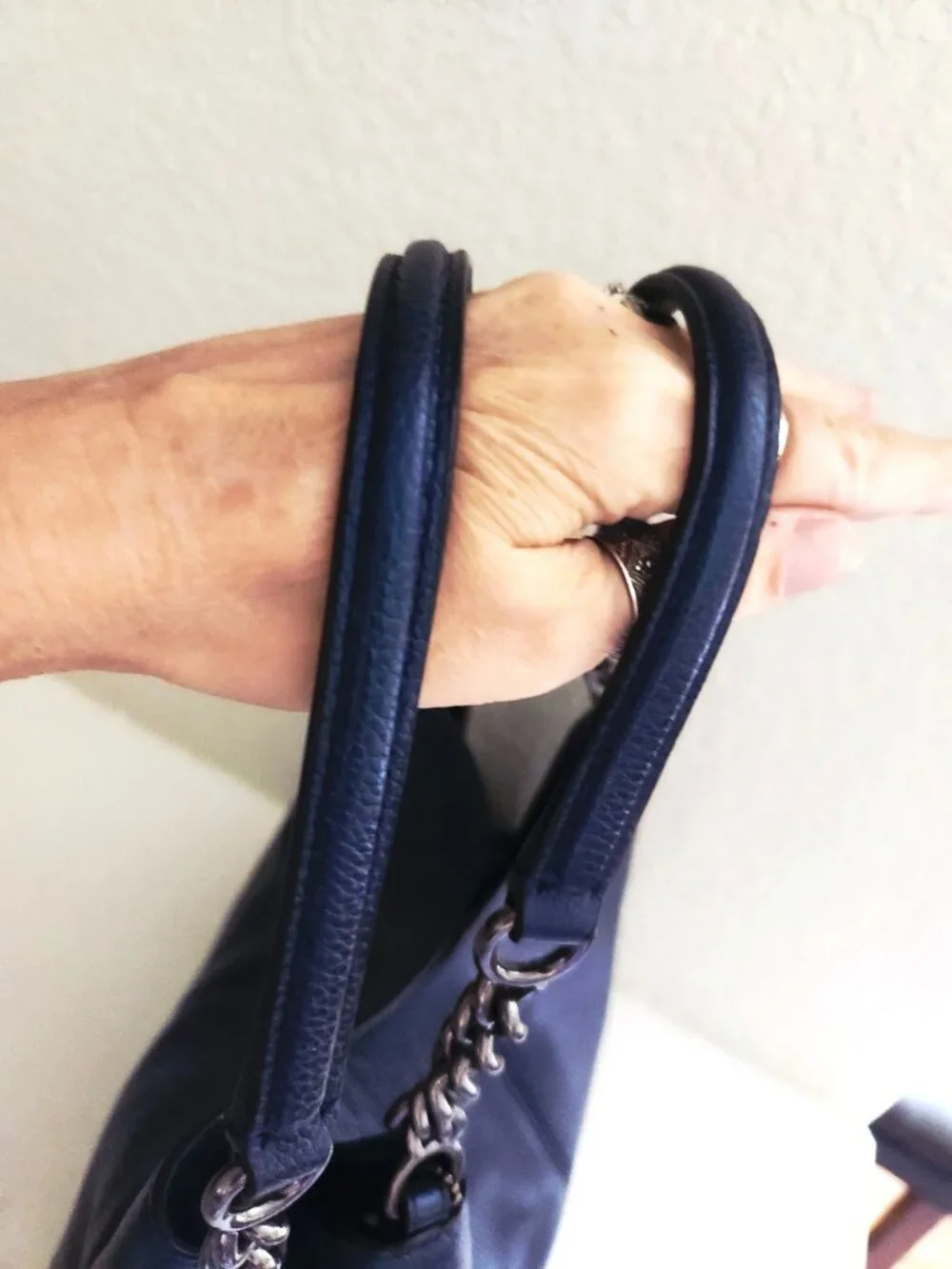 Like New Coach Lexy Midnight Metallic Blue Shoulder Bag Purse
